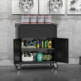 thumbnail image 1 of Aobabo Metal Garage Storage Cabinet with Wheels,Steel Storage Cabinet with 2 Door and 1 Drawer for Garage,Home Storage,Assembly Required (Black), 1 of 7