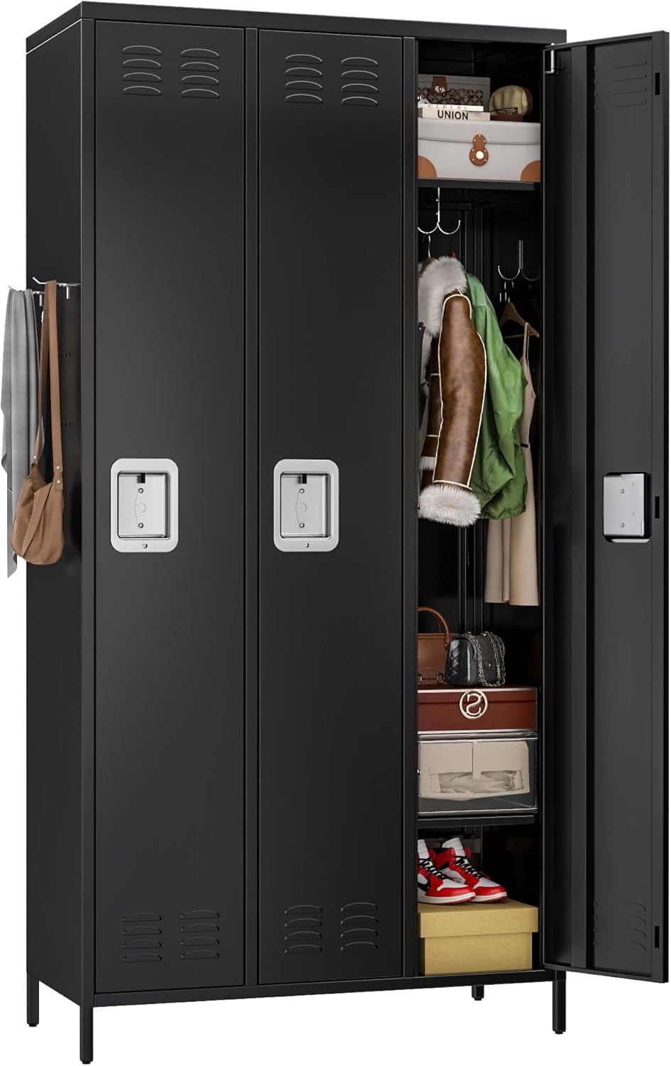 Aobabo Metal Office Storage Lockers 3 Door Lockable Locker with ...