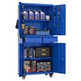 thumbnail image 1 of Aobabo Metal Storage Cabinet with Wheels & Adjustable Shelves, Steel Rolling Tool Storage Cabinet with 4 Door & 2 Drawer & Pegboard for Garage, Home, Office,Assembly Required,Blue, 1 of 9