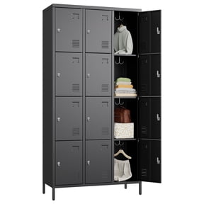 Aobabo Metal Storage Lockers for Employees, Steel Locker with 12 Door Lockable,Industrial Black Storage Locker Cabinet for Gym,School,Office,Assembly Required,72''H*35.43''W*15.75''D