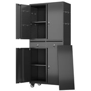 Aobabo Metal Storage Cabinet with Wheels and Adjustable Shelves,Steel Rolling Tool Storage Cabinet with Locking Doors and 2 Drawer for Garage, Homes, Offices,Schools,Assembly Required