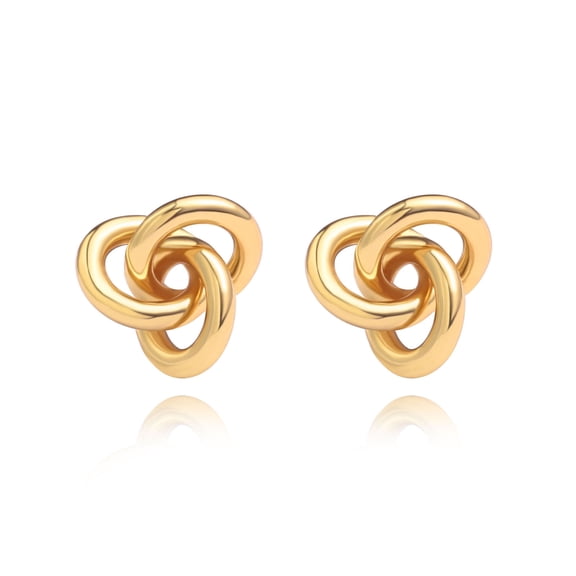 Aobei Pearl 18K Gold Plated Love Knot Stud Earrings for Women Minimalist Cute Small Stud Earrings Dainty Vintage Woven Post Earrings for Women Jewelry