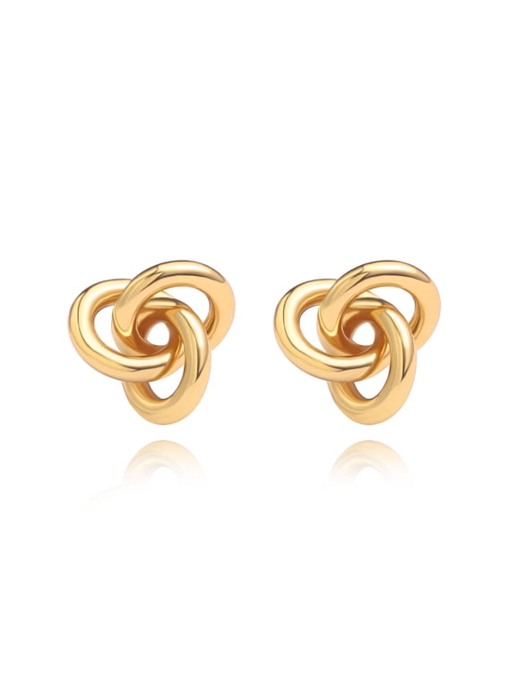 18K Gold Plated Love Knot Stud Earrings for Women Minimalist Cute Small Stud Earrings Dainty Vintage Woven Post Earrings for Women Jewelry