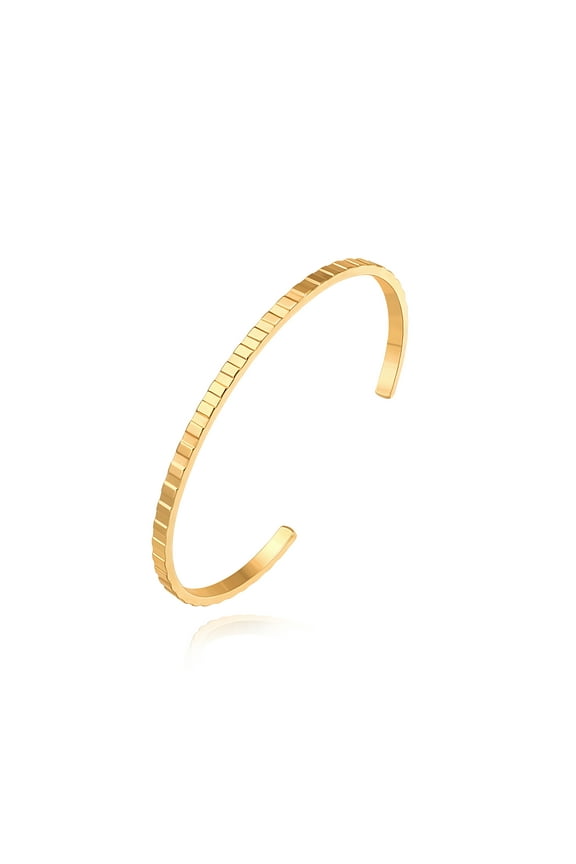 18K Gold Plated Cuff Bangle Bracelets for Women Statement Rectangular Stackable Bracelets Adjustable Dainty Love Thin Gold Bracelet for Women