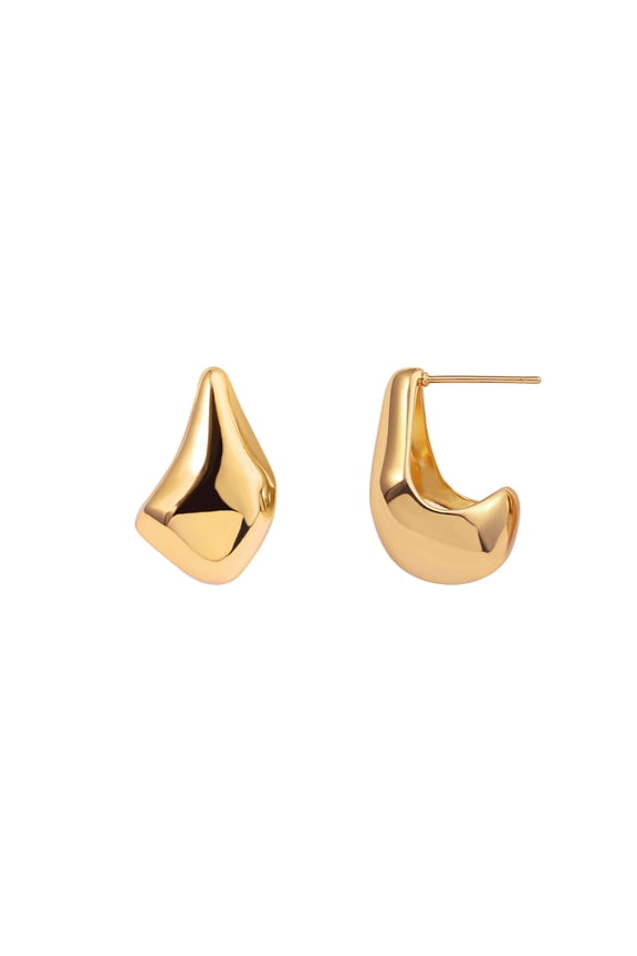 Chunky 18K Gold Plated Lightweight Teardrop Hoop Post Earrings Statement Geometric Hollow Open Waterdrop Earrings Simple Gold Trendy Dupes Earrings for Women