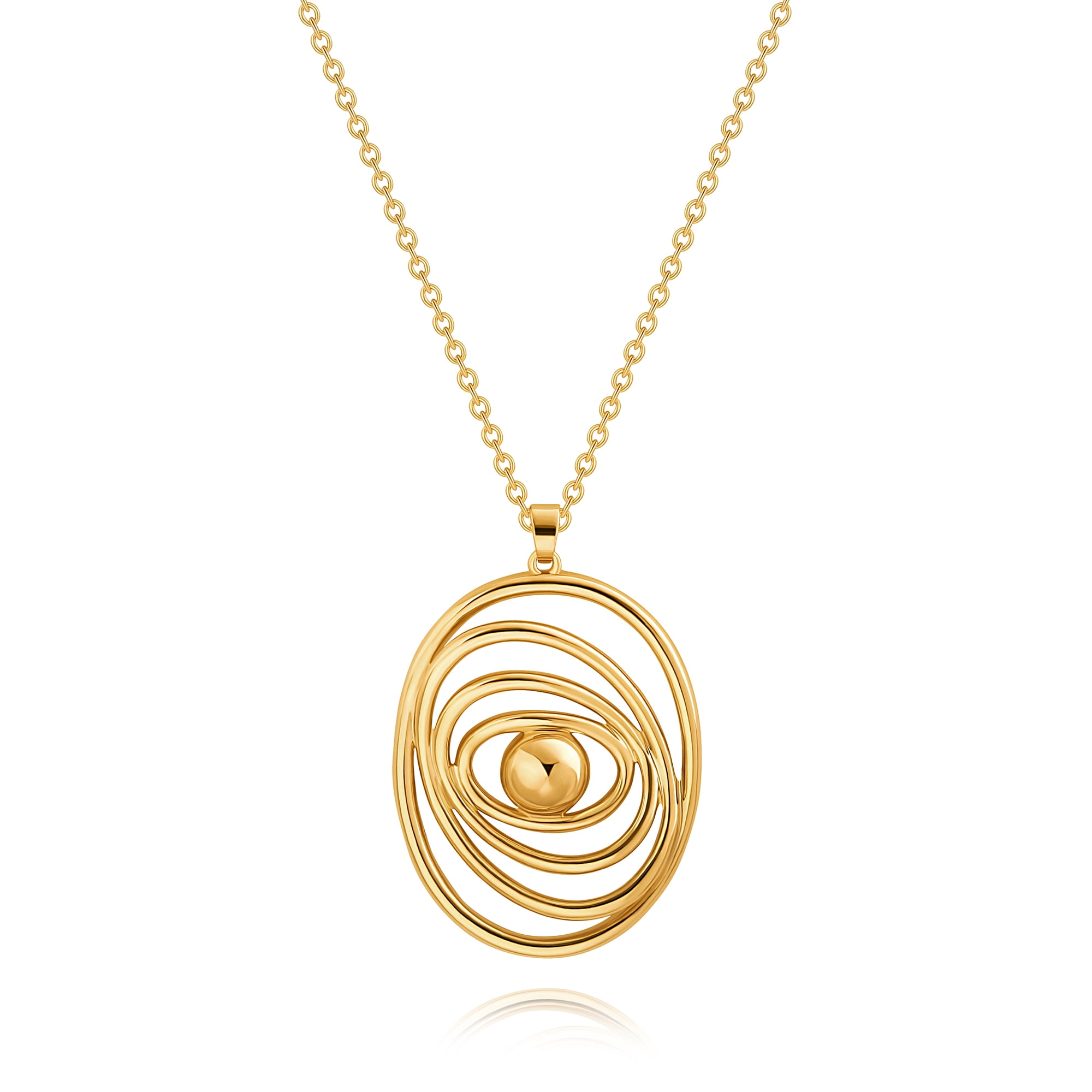 Aobei Pearl Dainty 18K Gold Plated Eyes Circles Pendant Necklace 