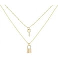 thumbnail image 1 of Aobei Pearl Dainty 18k Gold Layered Statement Choker Necklaces for Women Tiny Cute Lock Key Pendant Personalized Double Layering Chain Necklaces, 1 of 7