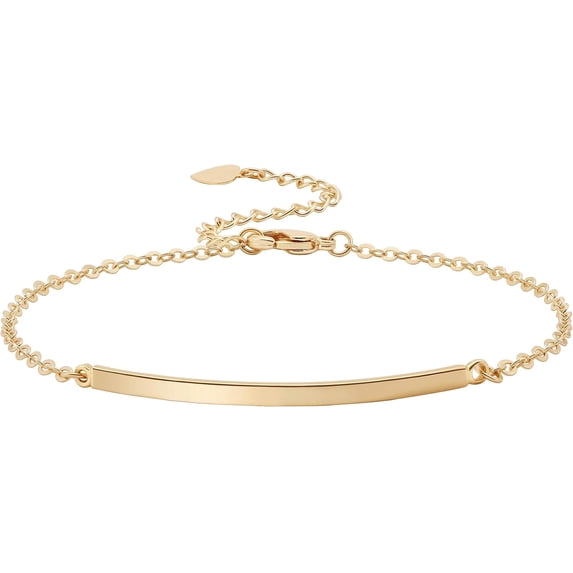 Aobei Pearl Dainty Gold Bar Bracelet for Women Simple Delicate Thin Cuff Bangle Hook Bracelet 18K Gold Plated Handmade Minimalist Jewelry