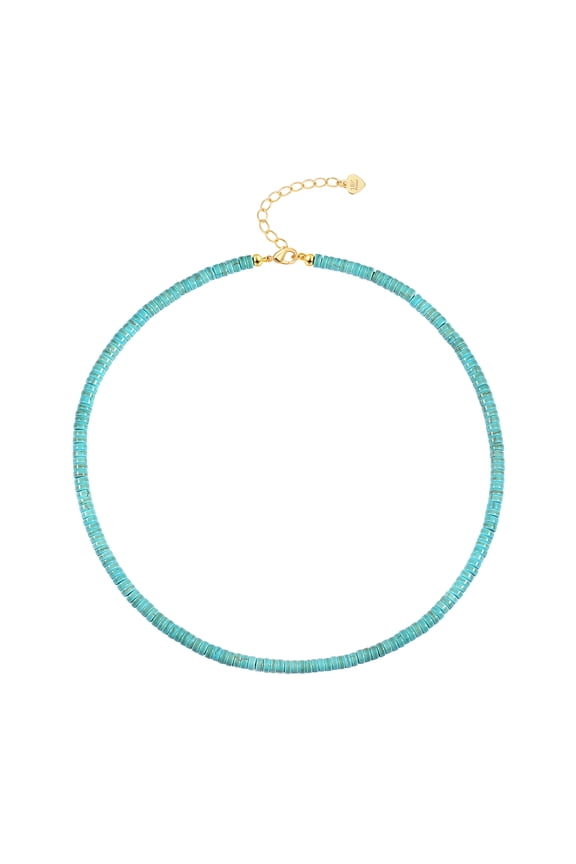 Minimalist Turquoise Choker Blue Howlite Seed Beaded Necklace Bohemian Gemstone Jewelry for Women  15”