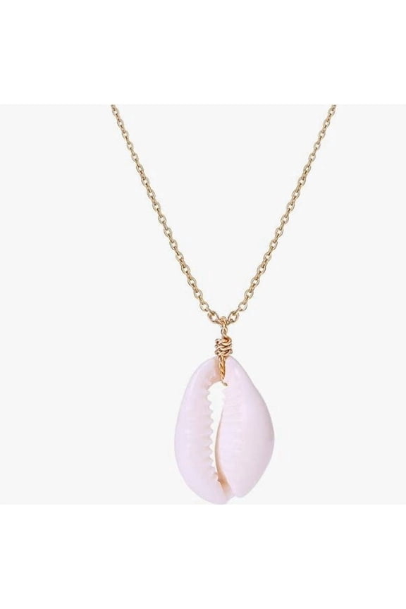 Natural Seashell Shell Scallop Pendant Choker Necklace Adjustable 18K Gold Plated Cable Chain Handmade Jewelry for Women
