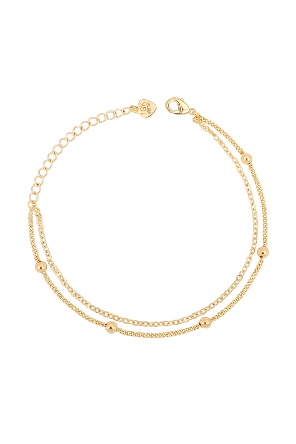 18k Gold Satellite Chain Bracelet for Women Delicate Double Layering Bracelet Sets Minimalist Link Jewelry 7’’