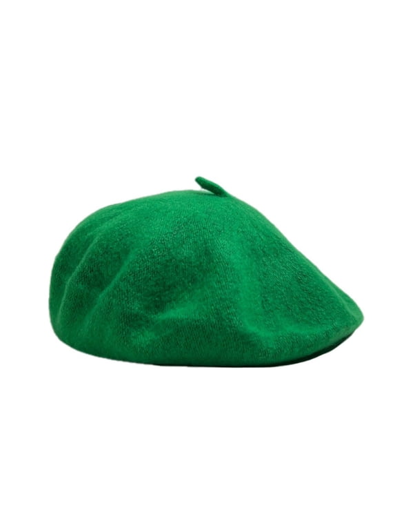 2024 Womens Hats Green Vintage French Beret Solid Fitted Beret Comfort Hats for Women Fashion