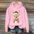 Aobny 2024 Womens Sweatshirts Pink Santa Long Sleeve Christmas Hooded