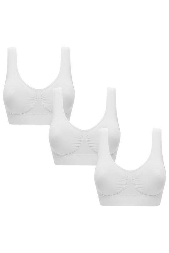 3 Pack Running Bras Womens Sports Bras White Solid Minimizer Bralette Everyday Sports Bras for Women Comfy, S-6XL