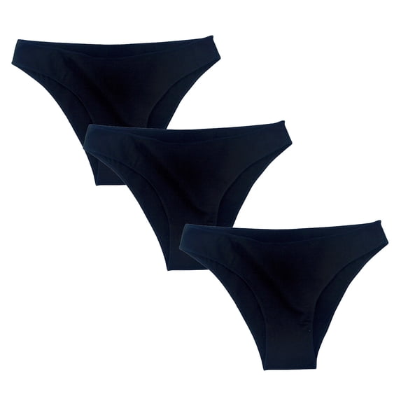 Aobny 3 Pack Stretch Women's Panties Black Fashion Thongs No Show Cotton Adults Underpants,M-XXL