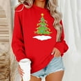 thumbnail image 1 of Aobny Airport Outfits for Women 2025 Christmas Red Crew Neck Long Sleeve Sweatshirt Pullover Petite Womens Golf Shirt,M, 1 of 6