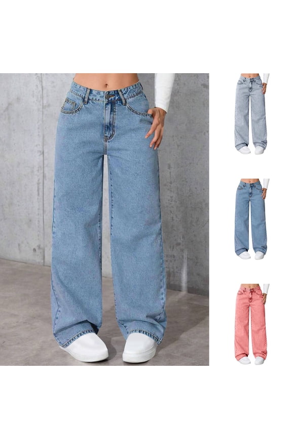 Baggy Jeans for Women Colored Denim Blue Jeans Full High Waisted Boyfriend Ladies Pants