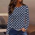 thumbnail image 1 of Aobny Baggy Women's T-Shirts Polka Dot Clothes Blue Pullover Crew Neck Long Sleeve Fall Shirts for Women 2025,L, 1 of 5