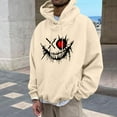 thumbnail image 1 of Aobny Beige Men Hoodie Lightweight Graphic Streetwear Anime Pullover Hooded Under Shirts for Men,S, 1 of 5
