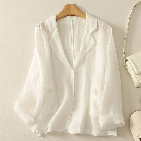 Aobny Black Blouses for Women Cotton Linen White Gauze Tops Collared Long Sleeve Dressy Blouses for Women,XXL