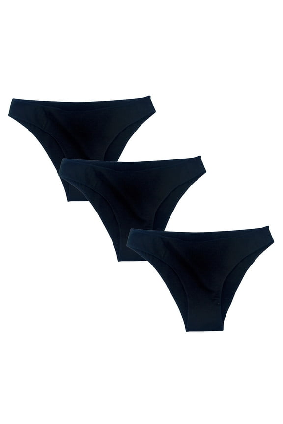 Black Stretch Women's Panties Fashion 3 Pack Thongs Cotton No Show Womans Underpants,M-XXL