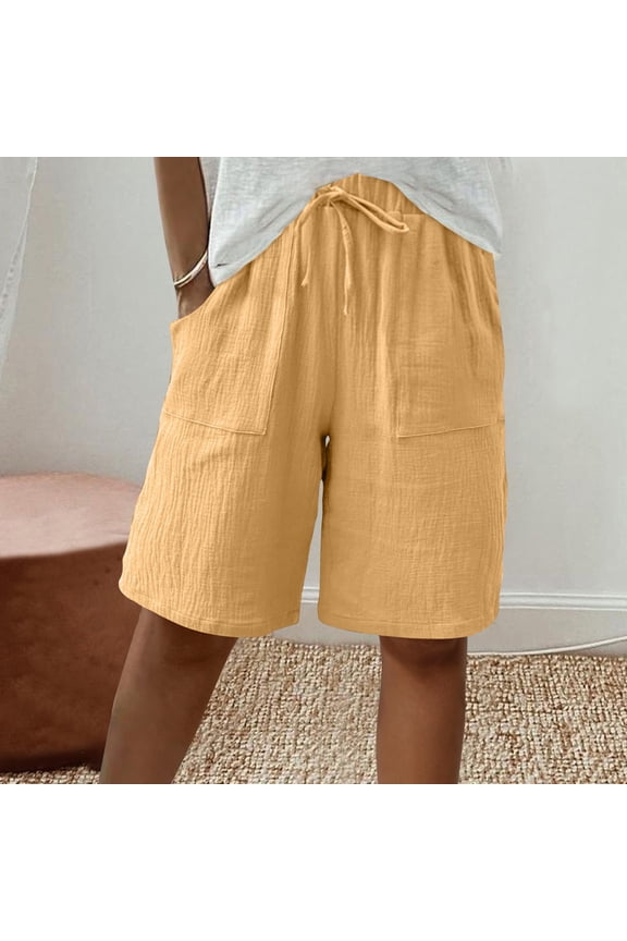 Black Stretchy Women's Shorts Flowy Bermuda Pants with Pockets High Waisted Spandex Fashion Pants,M