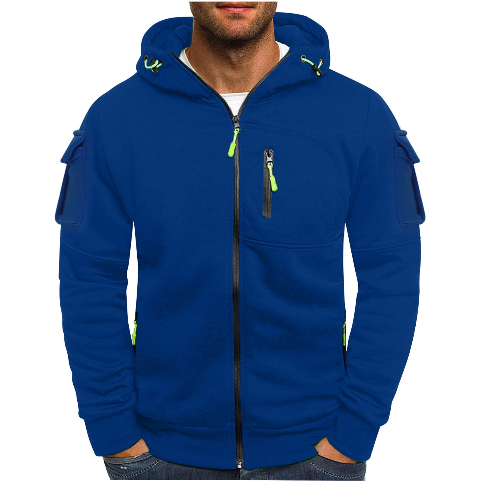 Tartan Aqua Blue Plaid Men's Zip Up Hoodie