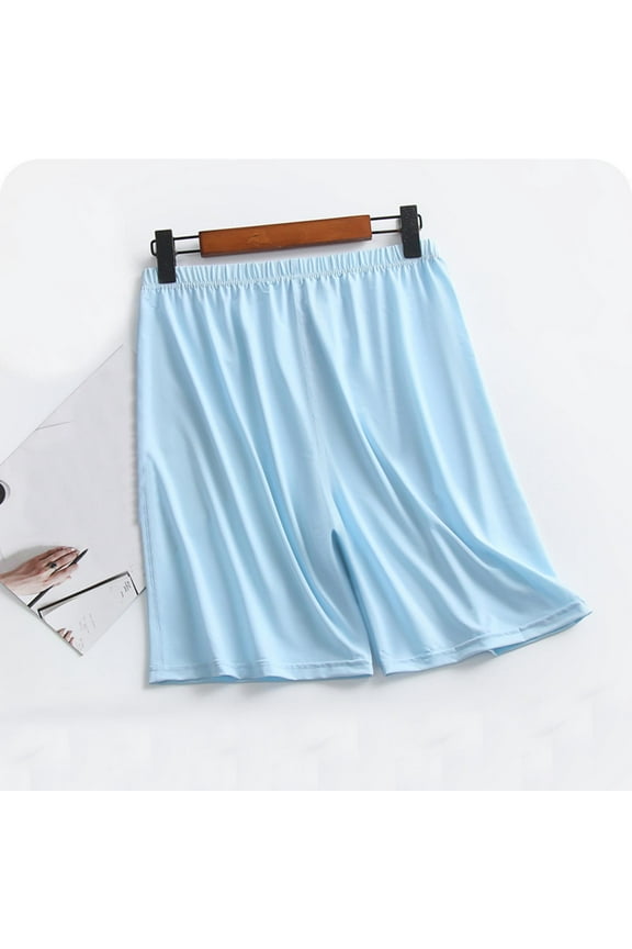 Blue Men's Pajama Pants Plus Size Silk Sleep Shorts Short Wide-Leg Mens Pajamas,XL