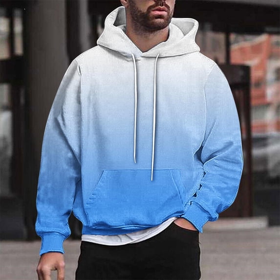 Aobny Blue Vintage Sweatshirt Oversized Gradient Hooded Hoodie Tops Big & Tall T-Shirts for Man,XXXL