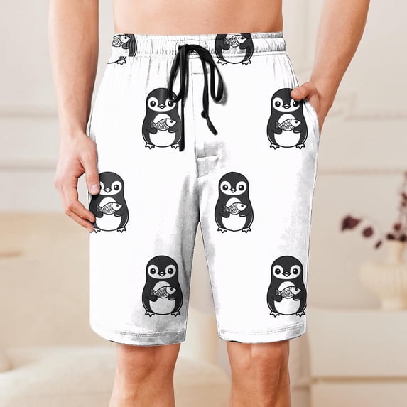 Aobny Board Shorts Lounge Graphic Shorts Mid Rise Baggy Casual Big & Tall Men Clothes,White,M