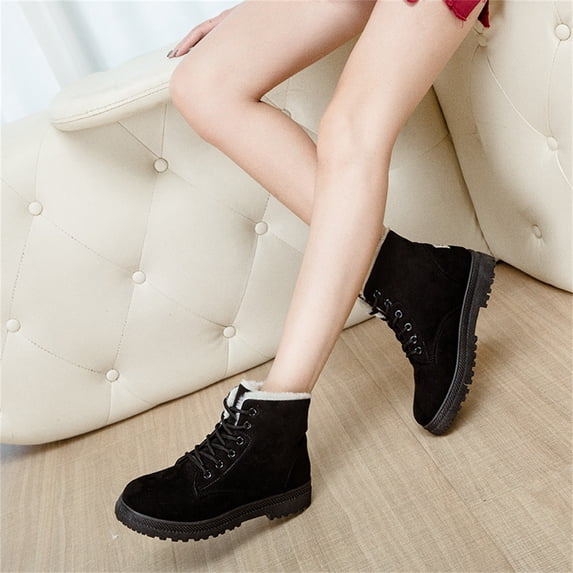 Aobny Boots for Women Comfortable Walking & Hiking Shoes Women's Snow Winter Ankle High Boots Warm Faux Fur Lined Outdoor Cold Weather Booties Black Size 40