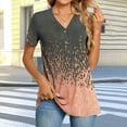 thumbnail image 1 of Aobny Brown T-Shirt Women Tunic T-Shirt Short Sleeve V-Neck Graphic Womens Dressy Tops,M, 1 of 7