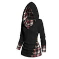 thumbnail image 1 of Aobny Button Fitted Womans Sweaters Black Checkered Cable Knit Long Sleeve Hooded Pullover Juniors Sweaters Cute, 1 of 7