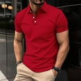 thumbnail image 1 of Aobny Button Up Graphic T Shirts Ribbed Red Collared Short Sleeve Shirts Pullover Plain Polos Big & Tall Shirts,XXXL, 1 of 6