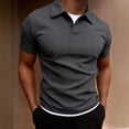 thumbnail image 1 of Aobny Button Up Mens T-Shirts Solid Loose Fit Tees Collared Big & Tall Polos Short Sleeve T Shirt,Gray,XL, 1 of 9