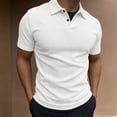 thumbnail image 1 of Aobny Button Up Mens T-Shirts Solid Loose Fit Tees Collared Big & Tall Polos Short Sleeve T Shirt,White,3XL, 1 of 9