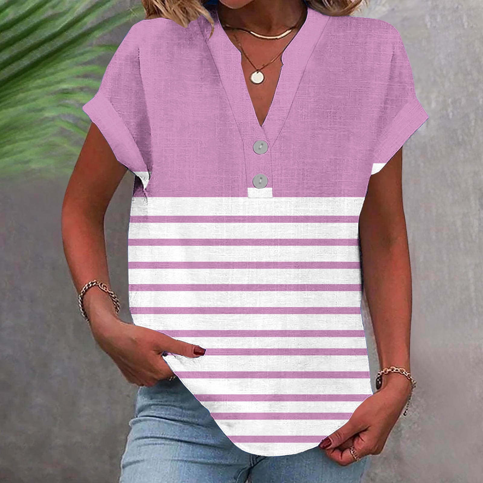 Aobny Cap Sleeve Womens Spring Tops 2025 Trendy Plus Pink T-shirts ...