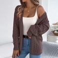 thumbnail image 1 of Aobny Cardigan Women Sweater Long Sleeve Chunky Lace Brown Shirts Open Front Summer Going Out Tops for Women,M, 1 of 8