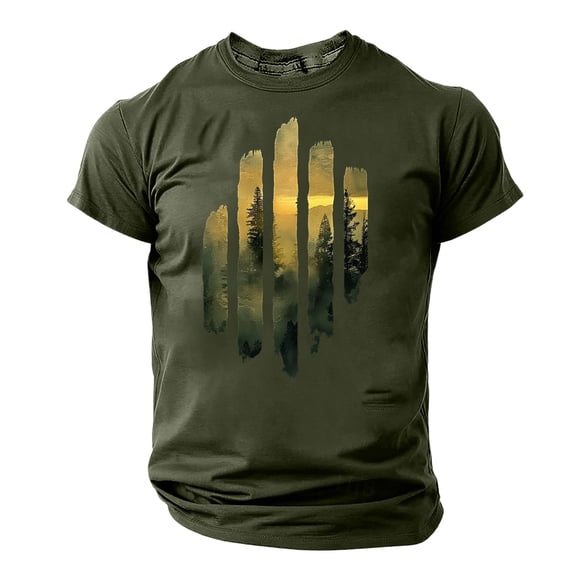 Aobny Casual Mens Tshirt Slim Fit Green Short Sleeve T-Shirts Pullover Graphic Mens Shirts Casual Stylish,M