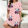 thumbnail image 1 of Aobny Casual Women's Plus Nightgowns Plus Size Pink Animals Sleep Dresses Short Sleeve Crew Neck Teens Tops Sleeping, 1 of 6
