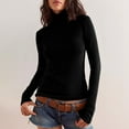 thumbnail image 1 of Aobny Casual Womens Shirts Black Basic Solid Long Sleeve Turtleneck Fitted Pullover Ladies Shirts Fancy, 1 of 8