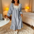 thumbnail image 1 of Aobny Christmas Nightgown Flannel Moomoo Women Long Night Gowns Long Sleeve Blue Pajamas for Women Set Winter,XL, 1 of 7
