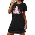 thumbnail image 1 of Aobny Christmas Nightgown Plus Size Women Short Loungewear Crew Neck Black Short Sleeve Cozy Loungewear,S, 1 of 5