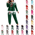 thumbnail image 1 of Aobny Christmas Pajamas Women Cute Pjs Polyester Long Sleeve Green Cozy Pajamas for Women Soft,XXXXL, 1 of 5