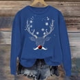 thumbnail image 1 of Aobny Christmas Womens Casual Tops Long Sleeve Crew Neck Blue Sweatshirts Pullover Holiday Hoodie Low Cut Tops for Women,M, 1 of 5