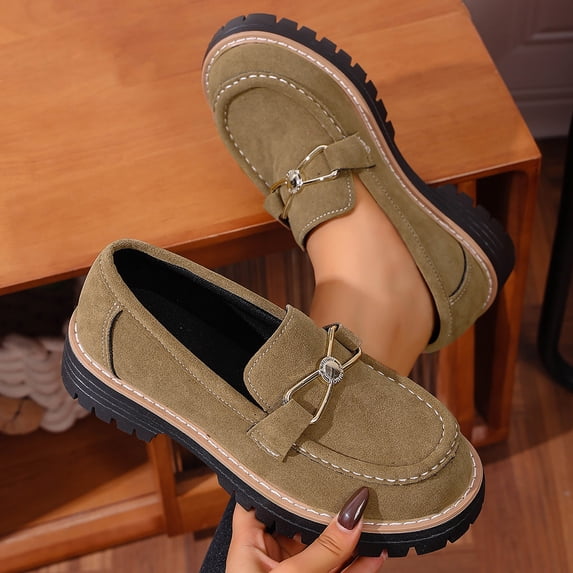 Aobny Chunky Women's Shoes Loafers Office Shoes Slip On Shoes Business Casual Shoes Shoe Low Heel Waterproof Yellow Round Toe Womens Summer Shoes,Size 37