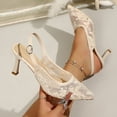 thumbnail image 1 of Aobny Closed Pointed Toe Ladies Shoes Wingtips Teacher Shoes Stiletto High Heels Shoe Beige Pointy Toe Ankle Strap Soft Toe Summer Shoes,Size 42, 1 of 8