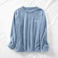 thumbnail image 1 of Aobny Comfort Womens Pajamas Warm Flannel Blue Solid Crew Neck Long Sleeve Sleep Tops Pjs for Adult Winter, 1 of 4
