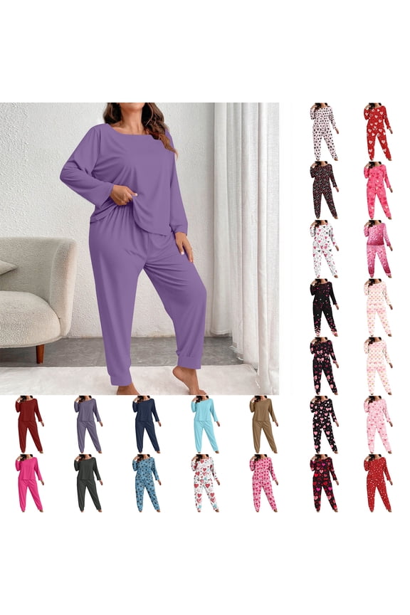 Comfy Women's Pajamas Set Holiday Lounge Sets Polyester Long Sleeve Gray Christmas Pajamas Family,XXL