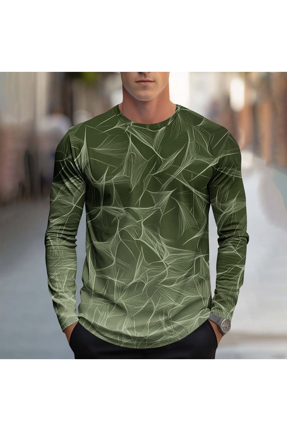Cotton Work Shirts Long Sleeve Green Workout T Shirt Pullover Crew Neck Men Graphic Tshirts for Men,XXL